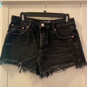 Zara Black Denim Shorts, size 4, button down fly, great condition